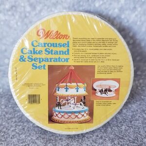 1982 Wilton Carousel Horse Cake Stand & Separator Set For 8, 10, 12 Inch Cakes